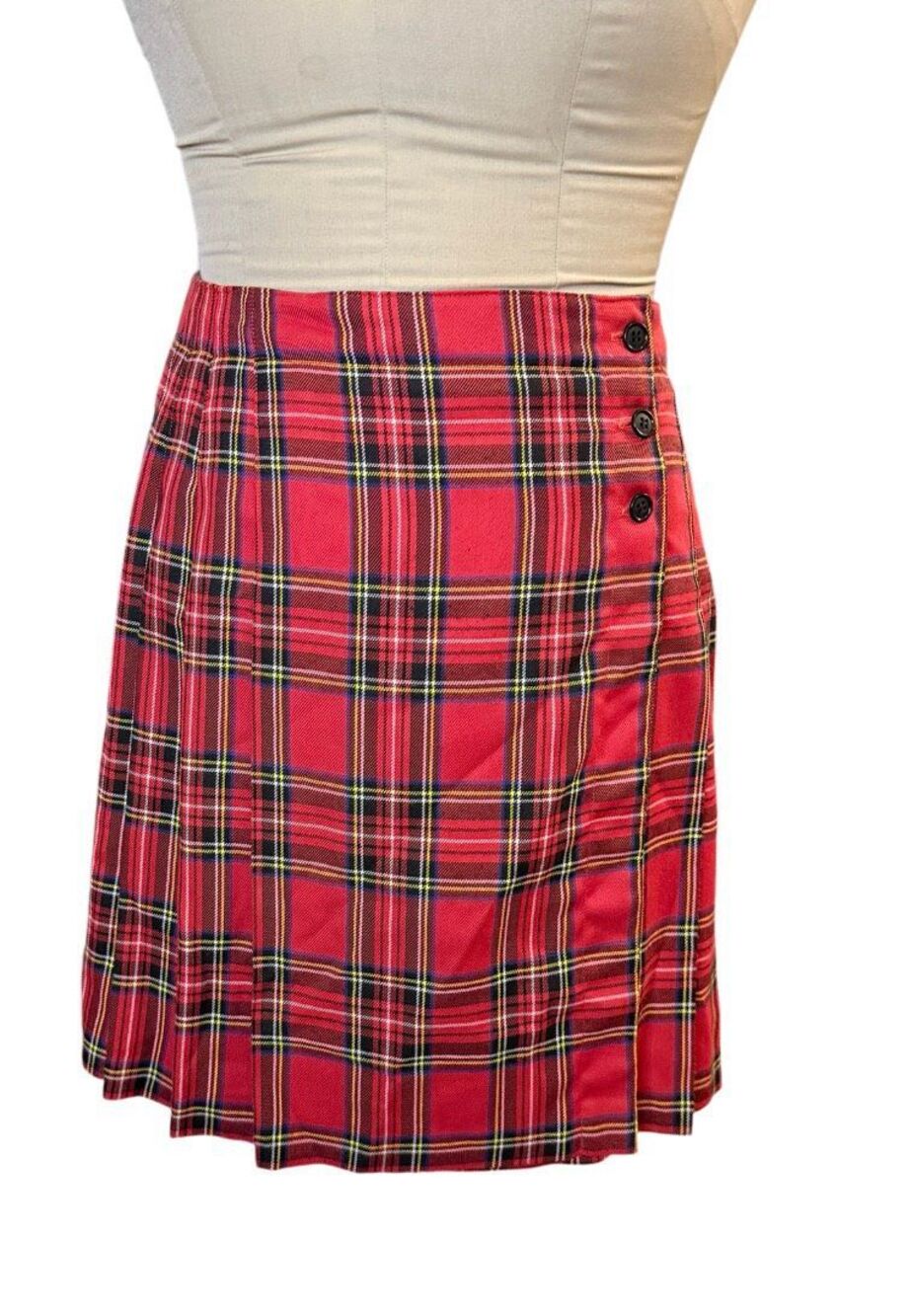 Ruff Hewn red Royal Stewart Tartan Plaid Pleated Wrap Skirt Sz. 10 Academic Prep